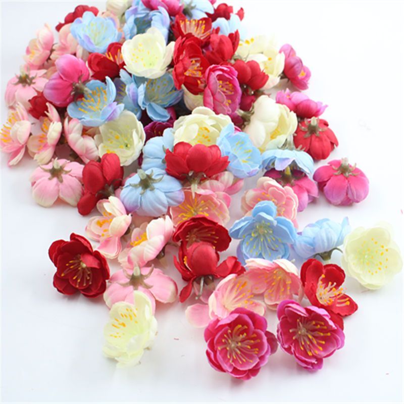 仿真梅花绢花花环材料装饰花化妆花瓣手工DIY仿真花花头樱花桃花