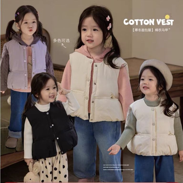 女童韩版棉马甲新款儿童冬季洋气加厚面包服宝宝保暖背心坎肩棉袄