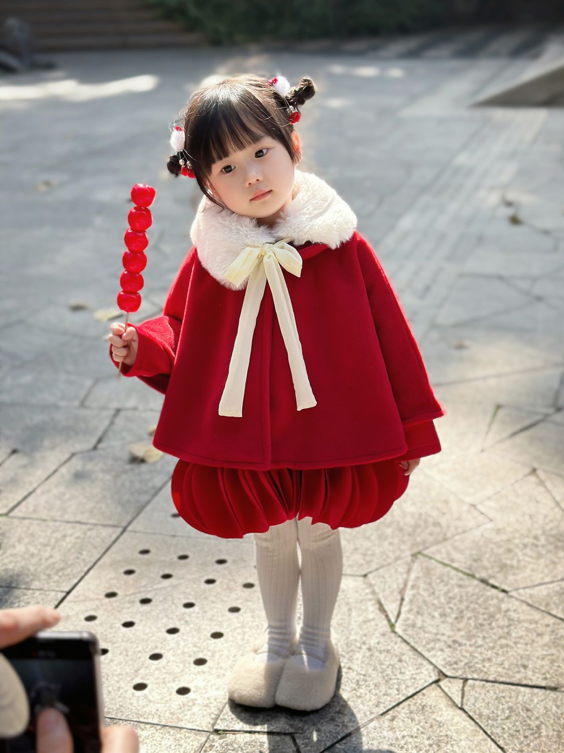 古风童装女童拜年服呢绒斗篷女宝宝披风外套周岁礼服套装新年装潮