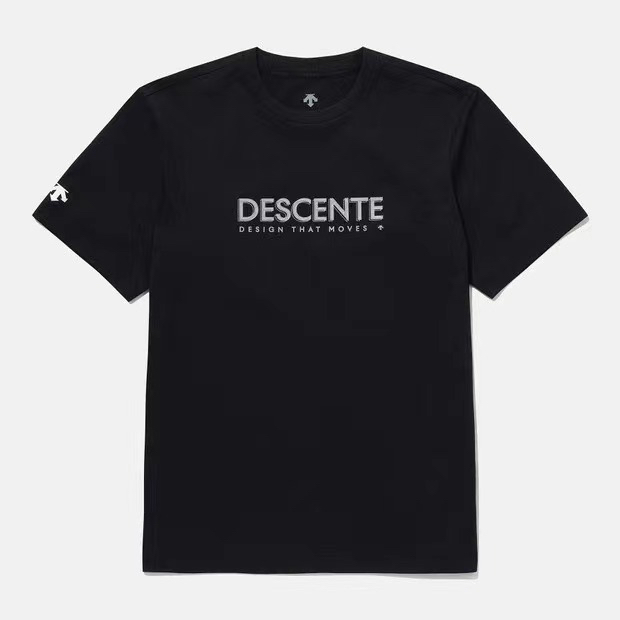 DESCENTE/迪桑特短袖运动圆领速干胸前大标左肩小logoT恤男女同款