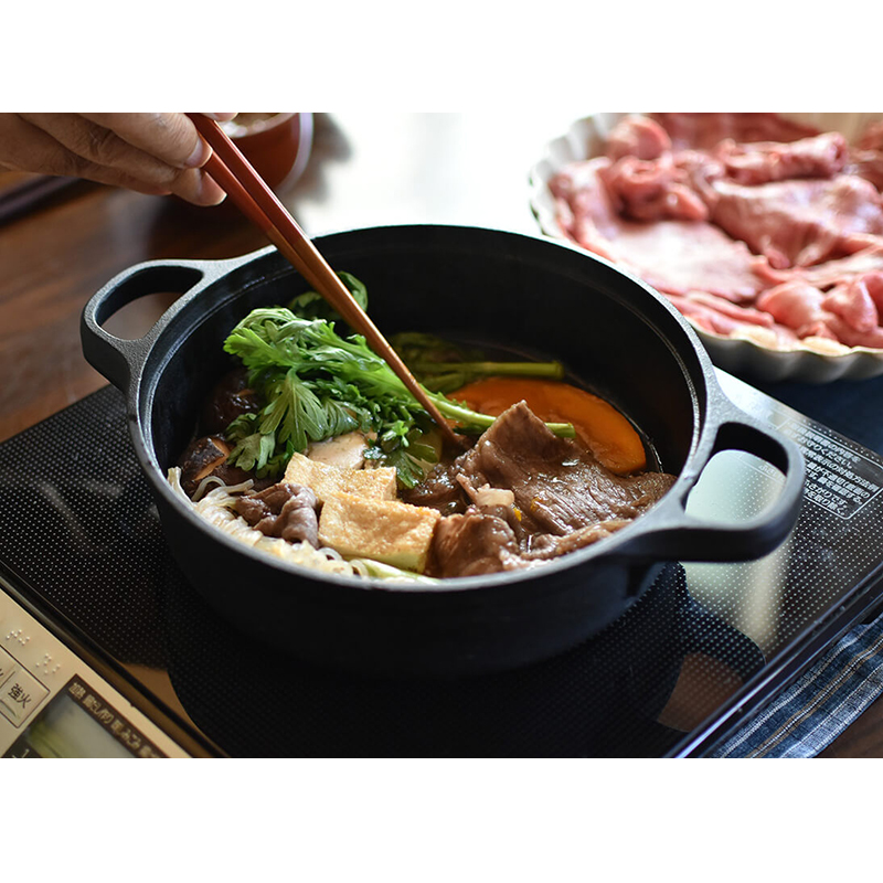 日本原装进口南部铁器及源寿喜烧锅平底锅铸铁锅煎牛排煎鸡蛋煎锅