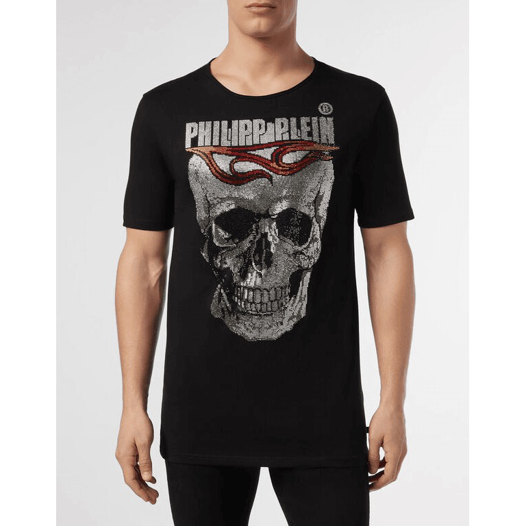 未使用 Philipp Plein pp/男女同款 火焰潮流T恤/P9190
