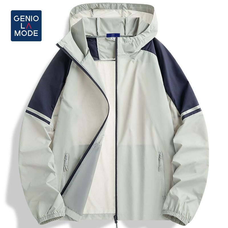 GENIO LAMODE冰丝防晒衣男夏季拼接撞色连帽轻薄速干外套