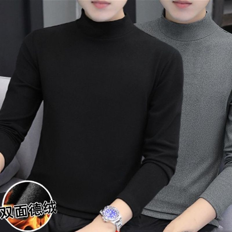 清仓捡漏德绒保暖内衣男打底衫秋冬季加绒半高领秋衣男士长袖t恤