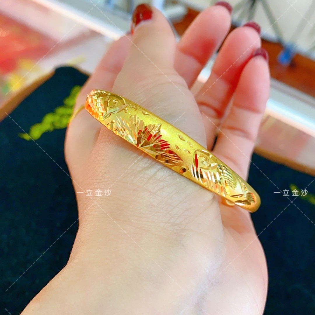 铜合金手镯 【一立金沙 YLJS】铜合金 双鱼推拉和年年有鱼(卡10)
