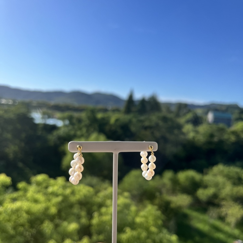 S925银 淡水珍珠 多珠珍珠耳饰 气质手工百搭精致