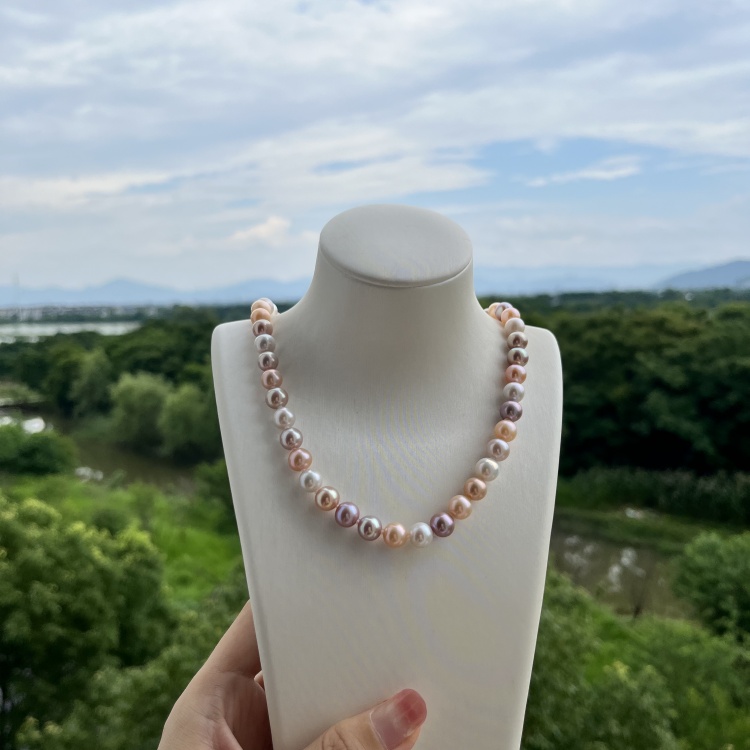 H17 糖果色珍珠项链淡水无核时尚百搭强光混彩链（多样性发货之一）