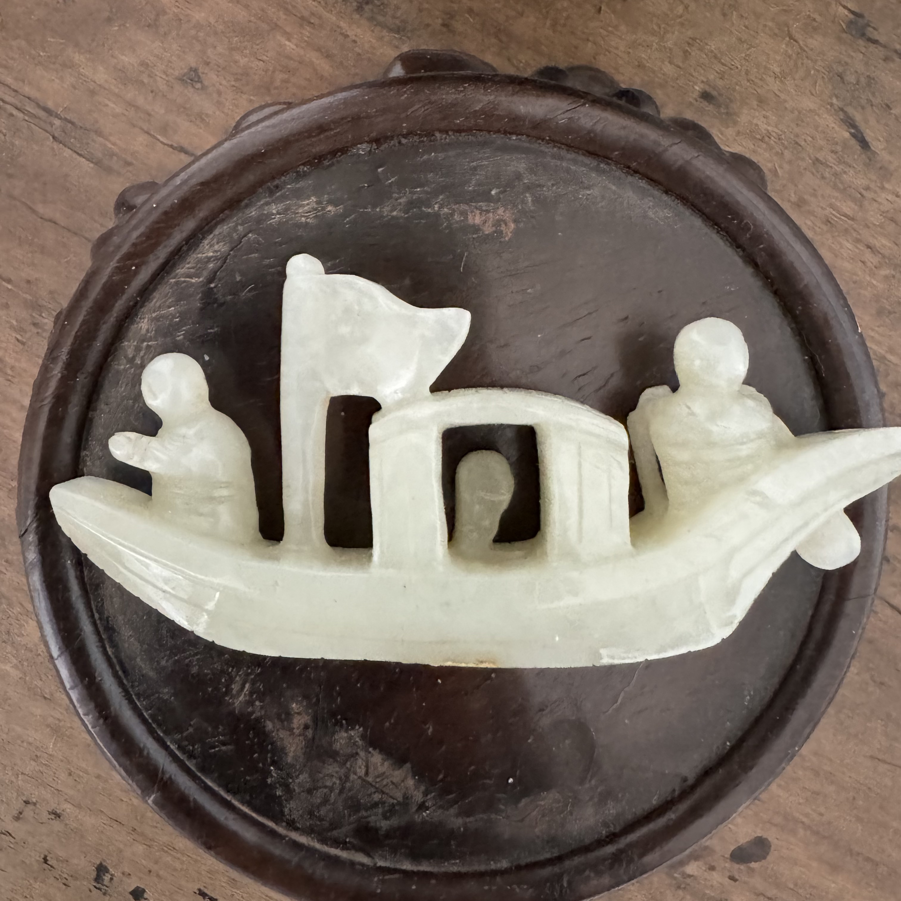 岳刚甄选-和田青白玉一帆风顺摆件（不支持退换货请谨慎购买）