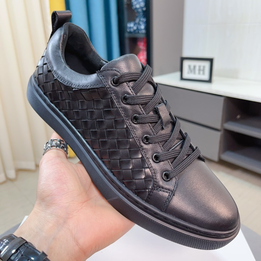 休闲板鞋男纯手工真皮编织休闲商务系带透气潮流英伦风名牌舒适皮