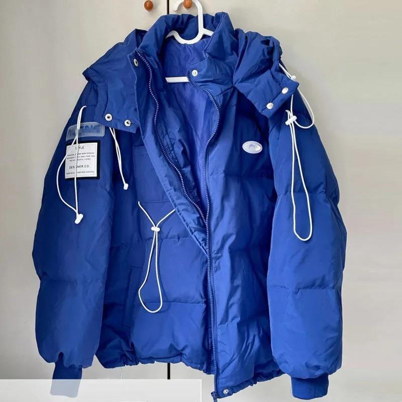 秋冬新款大码冬季加厚保暖连帽棉服2023设计感百搭男女宽松面包服