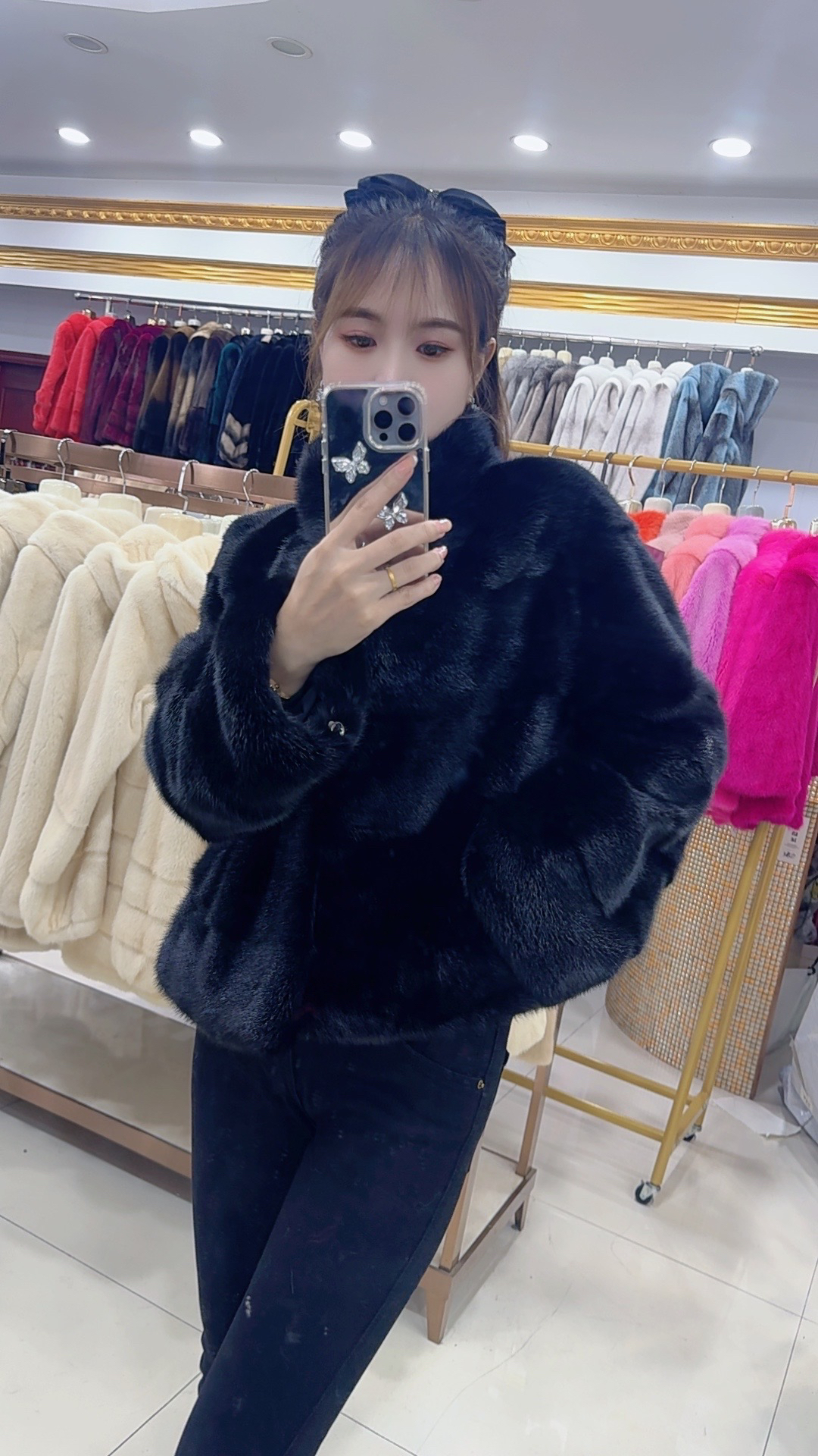 2025新款女装进口整貂短款立领时尚气质大气冬季修身显瘦百搭