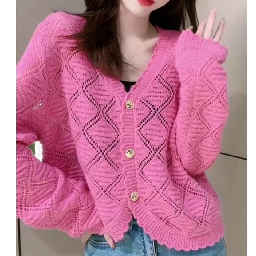 【杨慧美】秋季新款网红百搭长袖秋冬宽松气质开衫-1