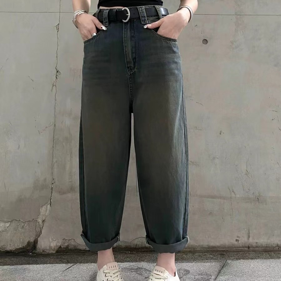 【杨慧美】夏季新款复古高腰宽松休闲牛仔裤2616