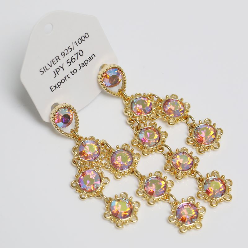 Misscircle Made 铜合金合成锆石耳饰 法式复古金色耳环气质8250