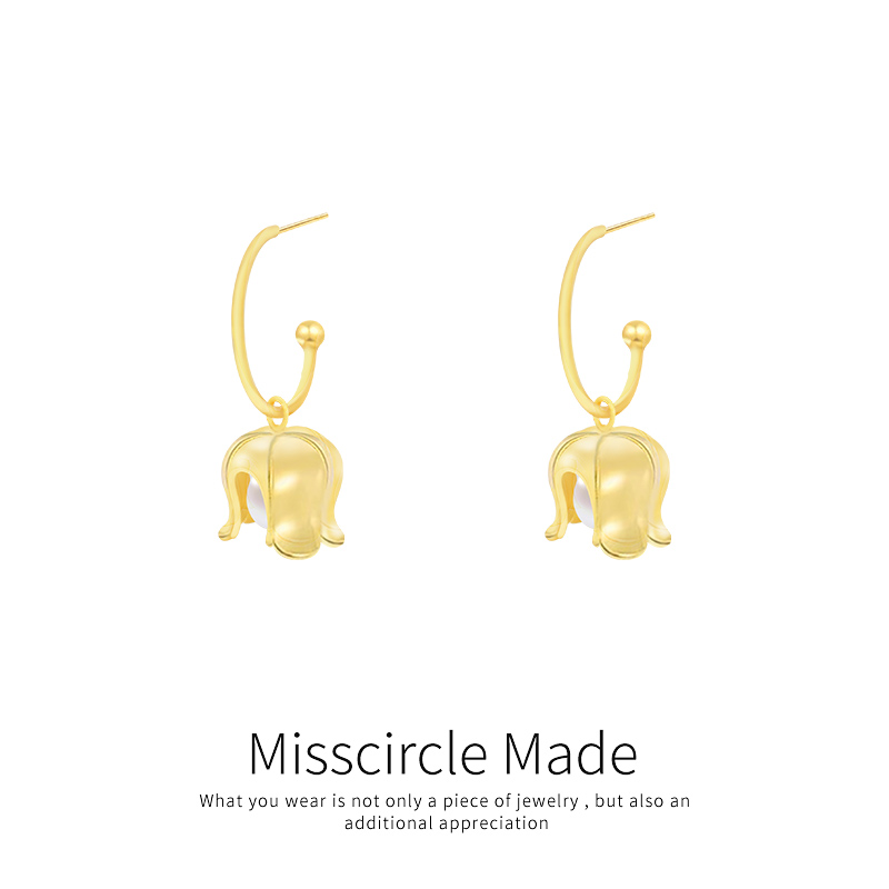 Misscircle Made 铜合金耳饰 金色铃兰花朵耳环女高级8435