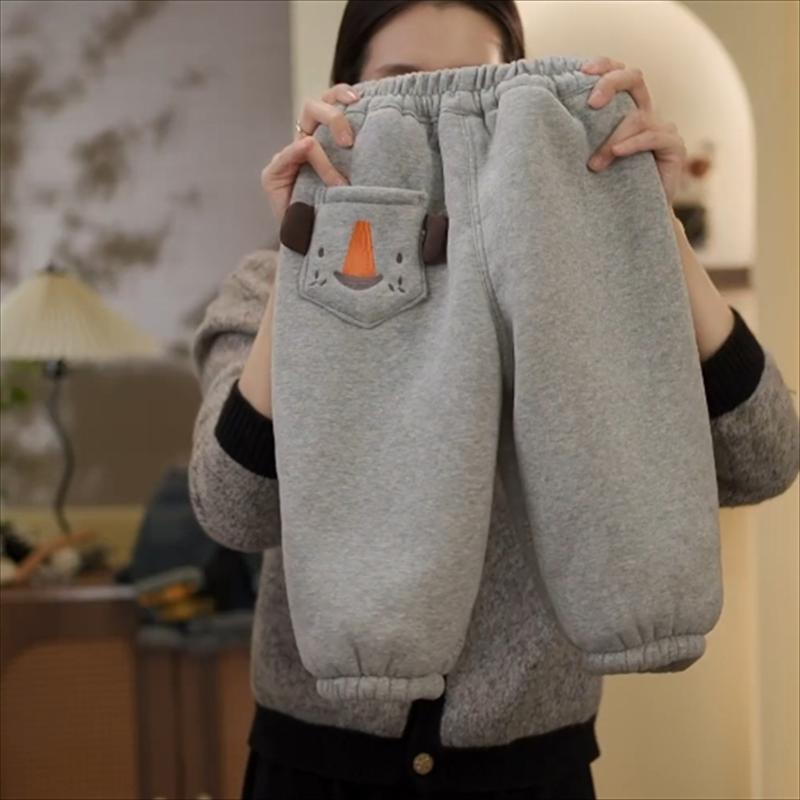 儿童韩版冬款加绒运动裤厚款时尚百搭男童束脚裤宝宝冬季长裤保暖