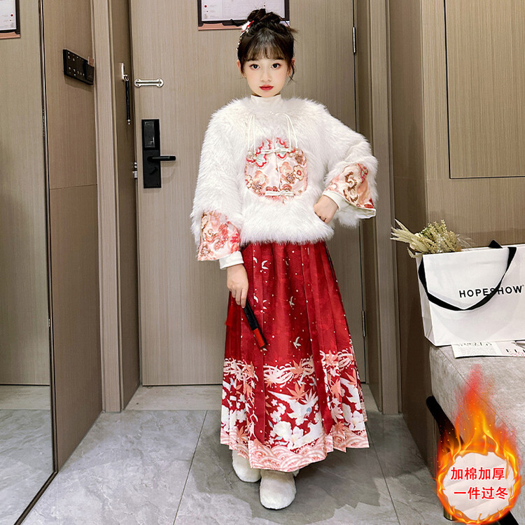 马面裙女童秋冬加绒加厚中大童古风国风高端正版唐装冬款儿童汉服
