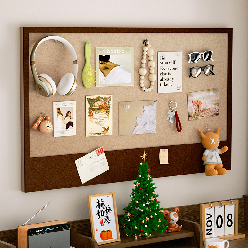 相月照片墙毛毡板墙贴免打孔房间装饰展示留言板创意背景组合相框
