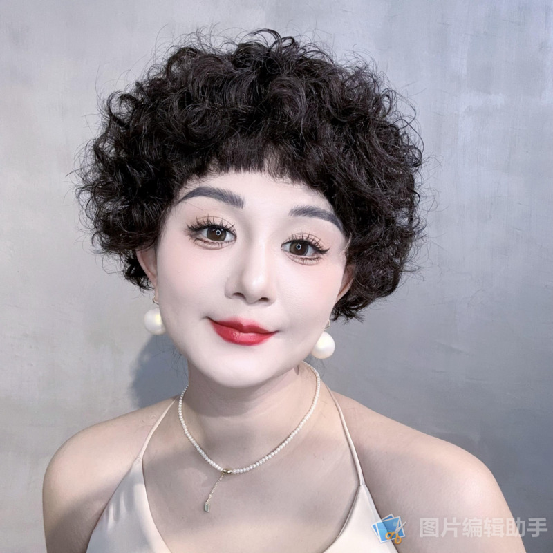 髪舞真人发丝假发女短卷发全头套高定款盖白发增发量减龄气质时尚