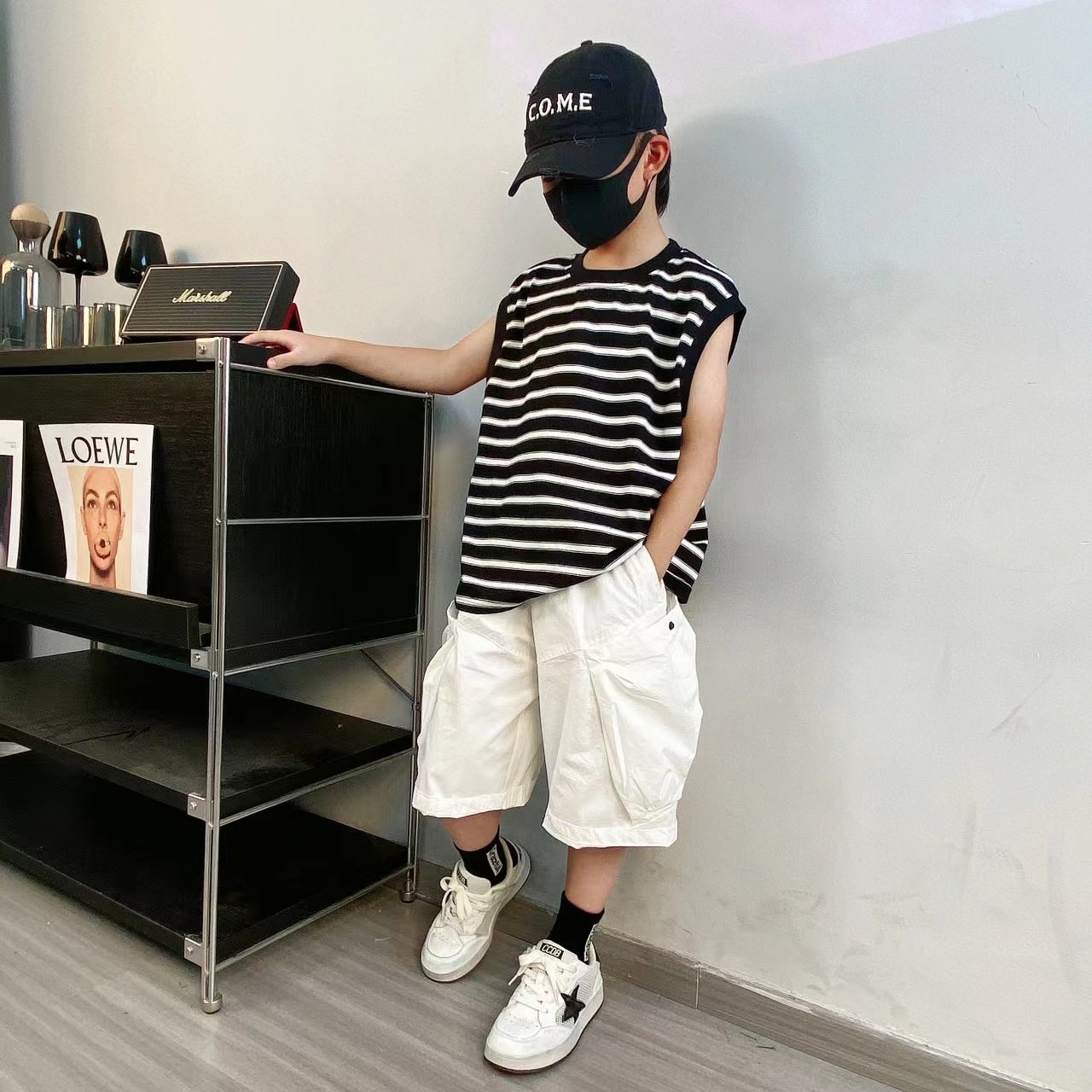 【嘟妈童装】儿童条纹背心夏季中大童薄款百搭无袖T恤2527