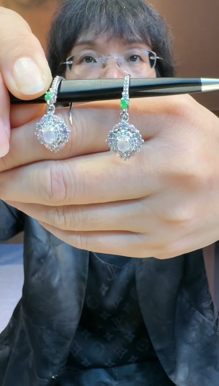 【闪购商品】翡翠耳环银S925镶嵌耳环