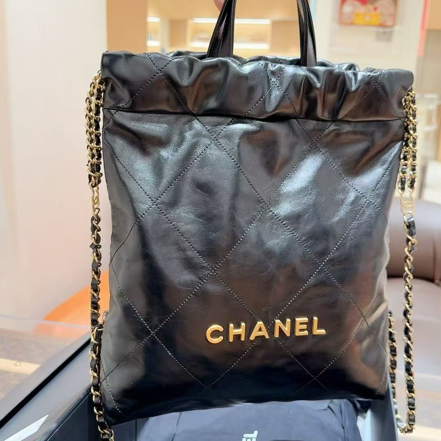 99新 Chanel/香奈儿 0627/22Bag/双肩包/黑金新款/小号 