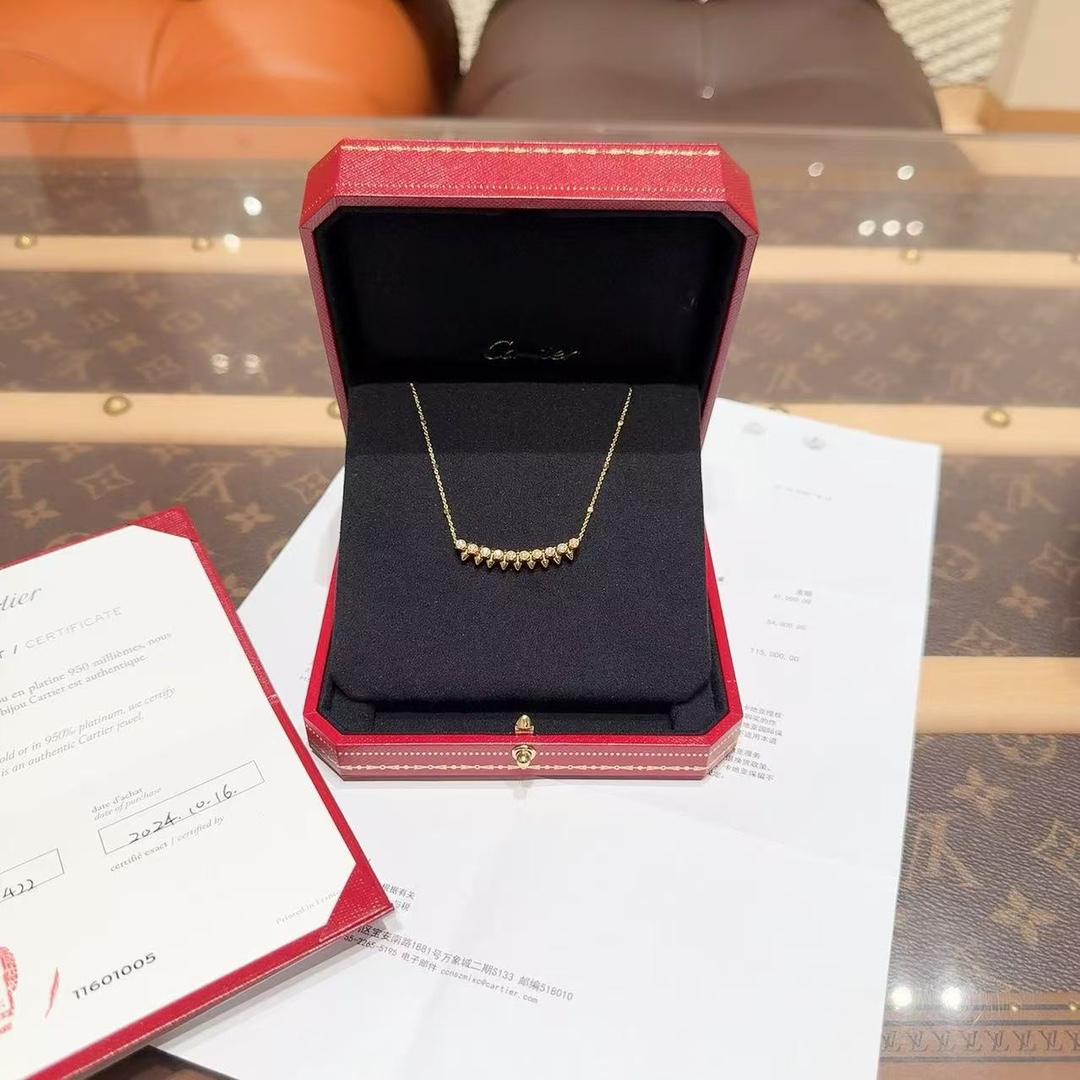 全新未使用 Cartier/卡地亚 卡地亚/玫瑰金镶钻柳钉项链/链长41cm