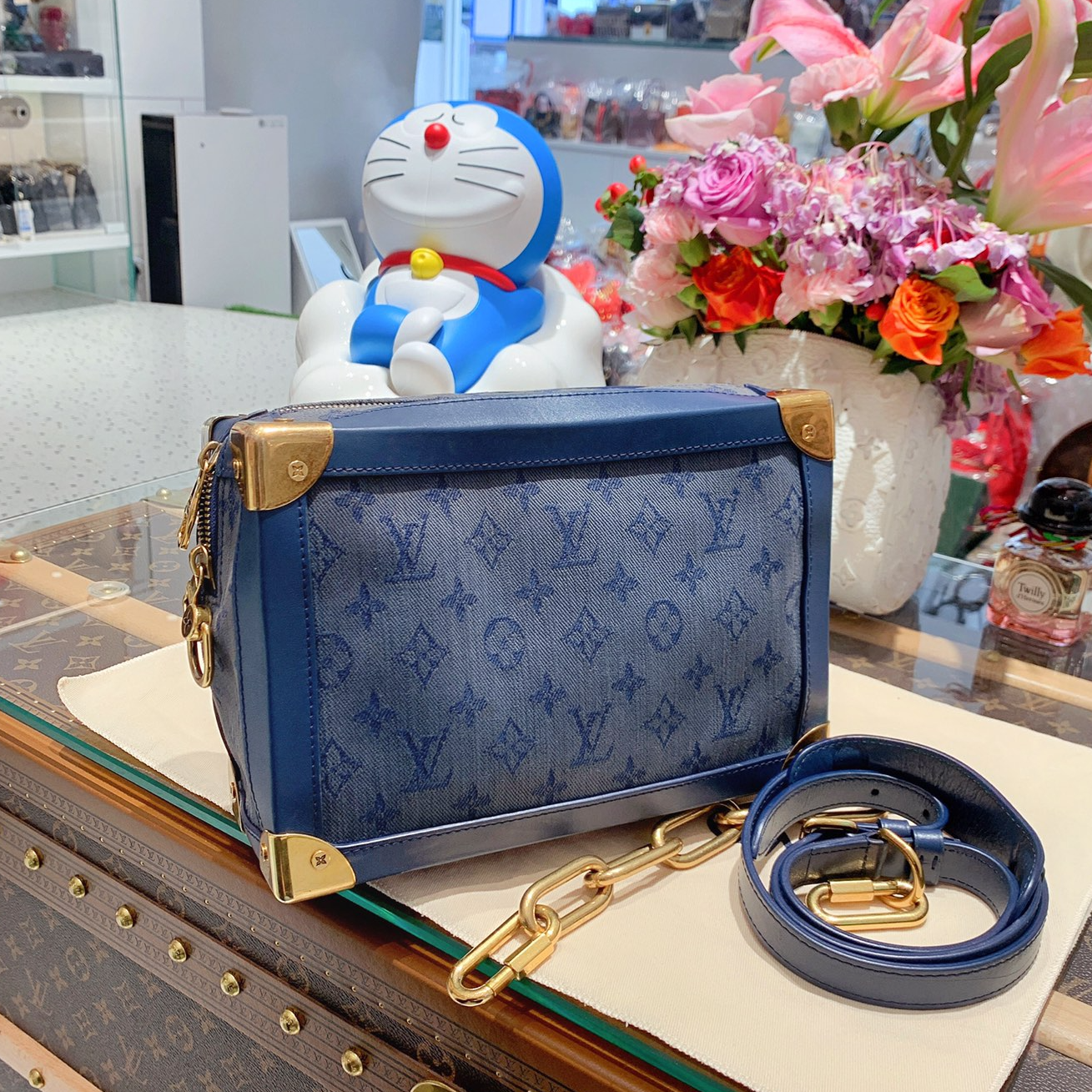 99新 LouisVuitton/路易威登 0399/soft trunk/牛仔拼皮软盒子