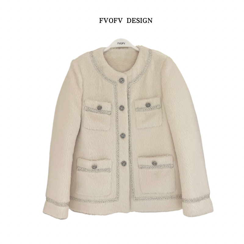 FVOFV【白月光】名媛风气质绵羊毛 羊驼绒香香外套FH050