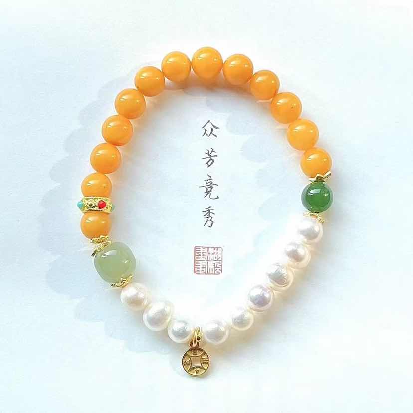  “煮雪”蜜蜡珍珠手串