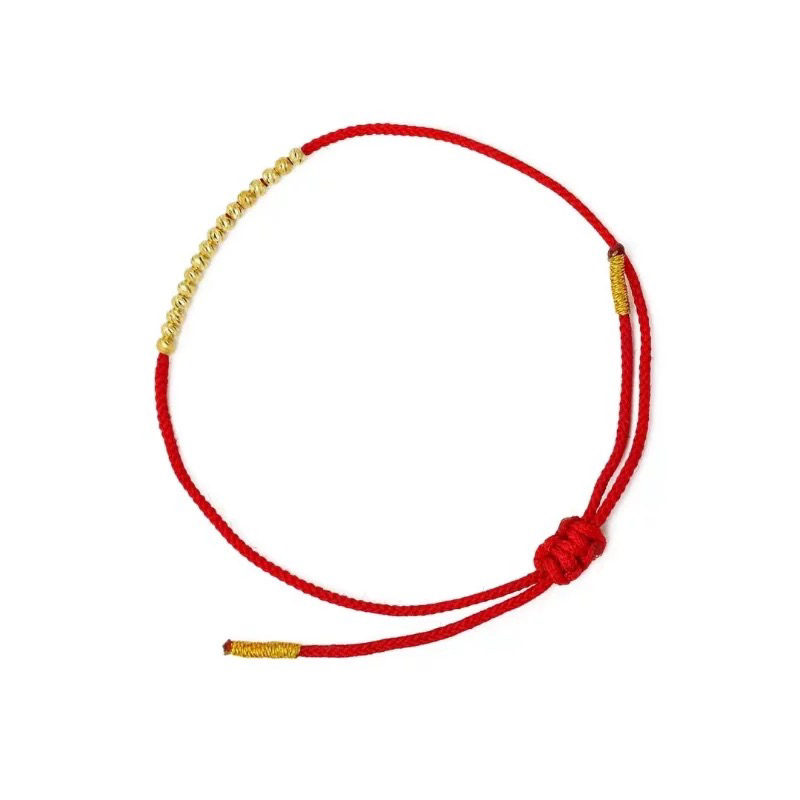 非金属布艺手链 【粉丝专享】18k碎金珠红绳手链