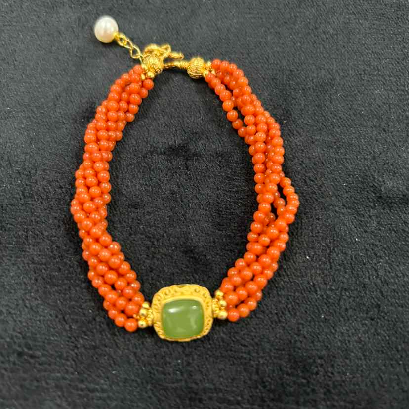 “南凝”南红碧玉手串/S925银