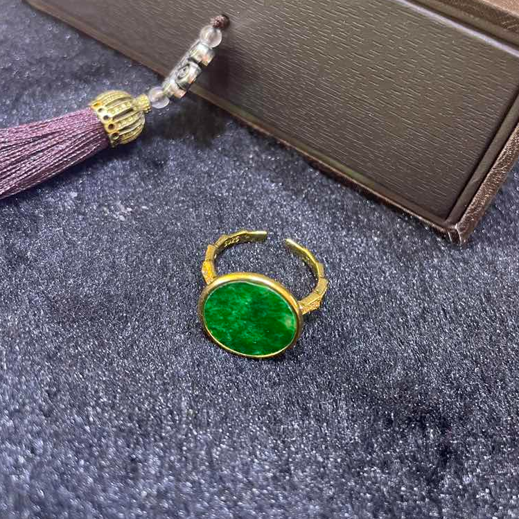  “青竹”天然翡翠蛇尾戒/S925银