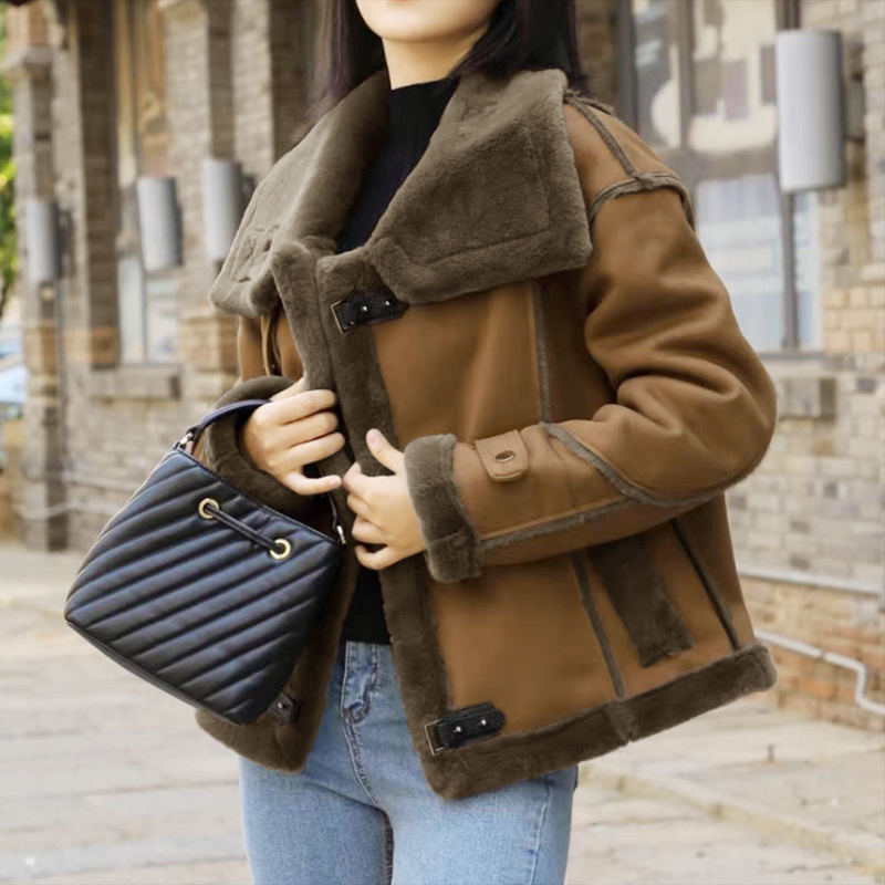 海宁皮毛一体外套2024年秋冬新款加厚欧貂绒短款外套时尚88030