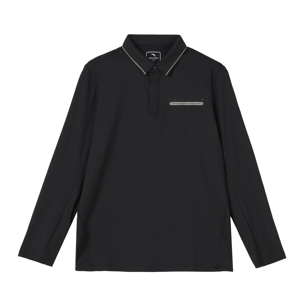 安踏长袖polo衫新款男士针织翻领户外透气休闲运动t恤衫152417401