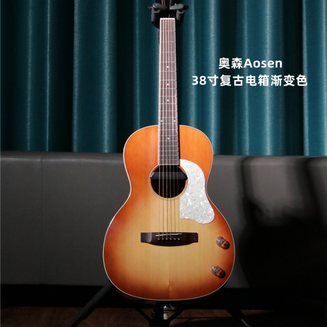 奥森Aosen电箱吉他38寸复古电箱吉他F680民谣吉他木吉他