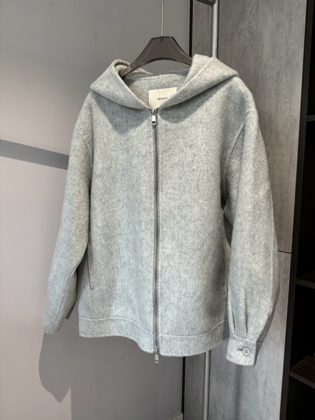 EBEWJRHF2024年原创小众设计师·极简·慵懒拉链带帽大衣335766