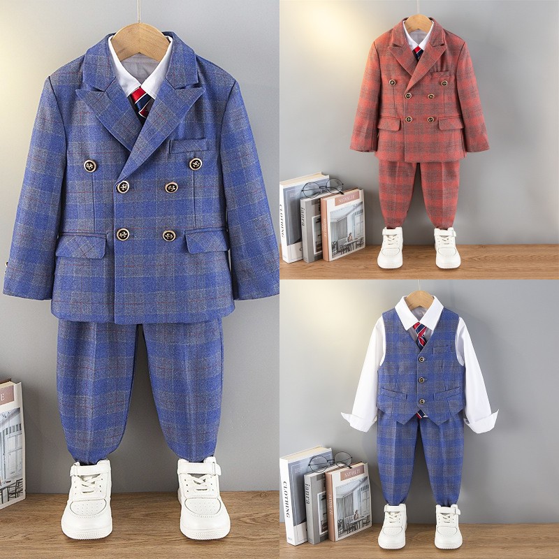 儿童西装套装男童礼服花童英伦小西服钢琴主持人演出服中大童帅气