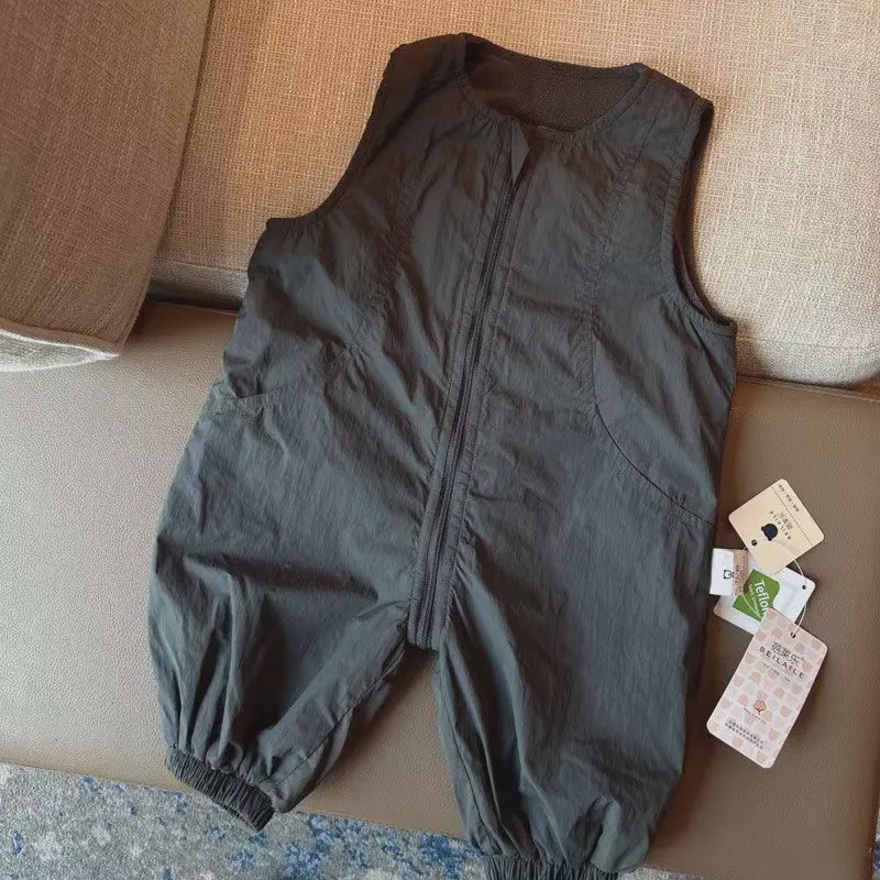 【薄绒款】冲锋衣三防秋冬男女童背带裤婴幼儿外出服宝宝连体衣外穿
