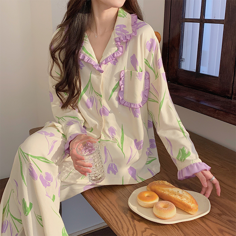 睡衣女秋冬季2023年新款大码可外穿长袖甜美风高级感家居服两件套