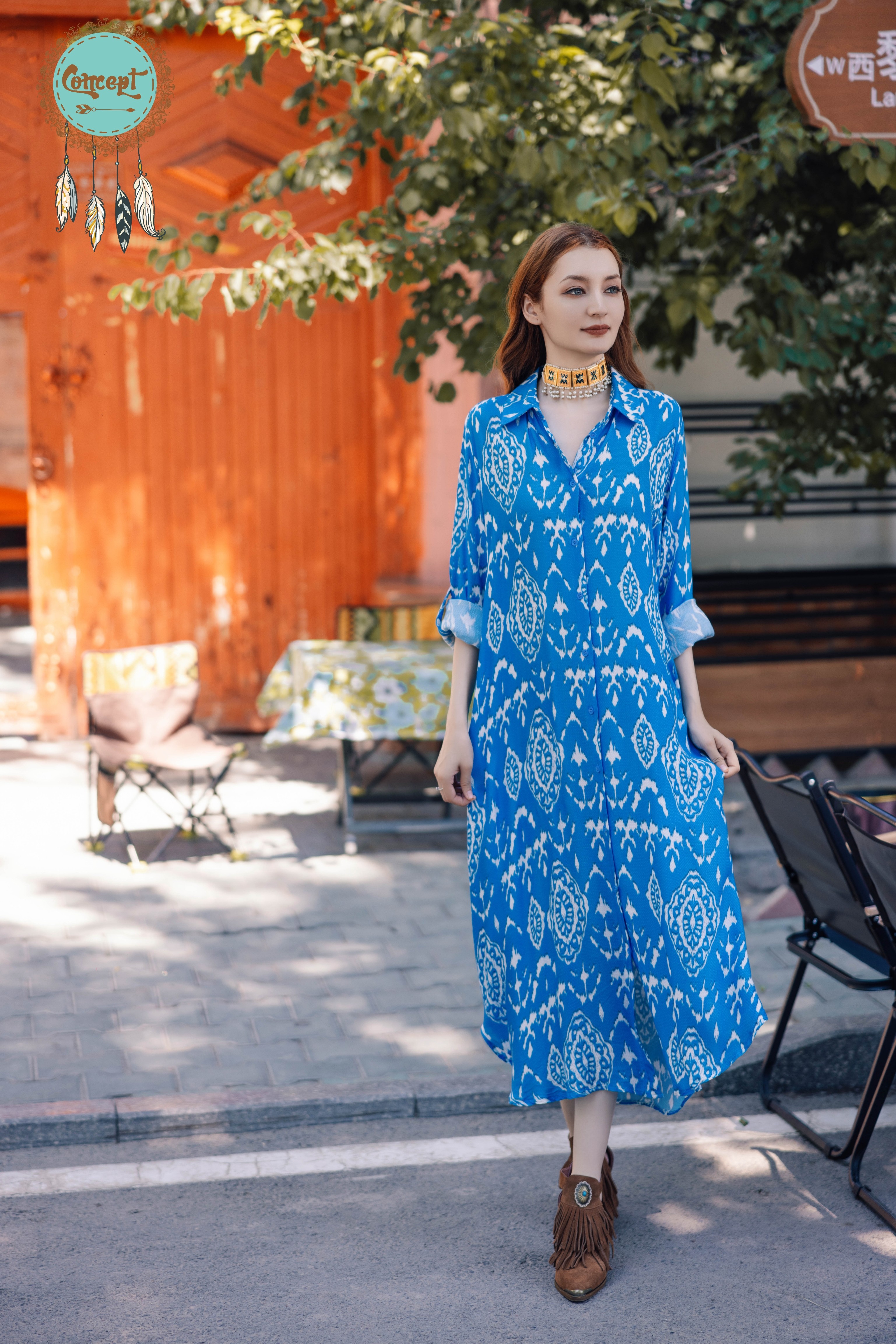 Concept限量款图腾连衣裙