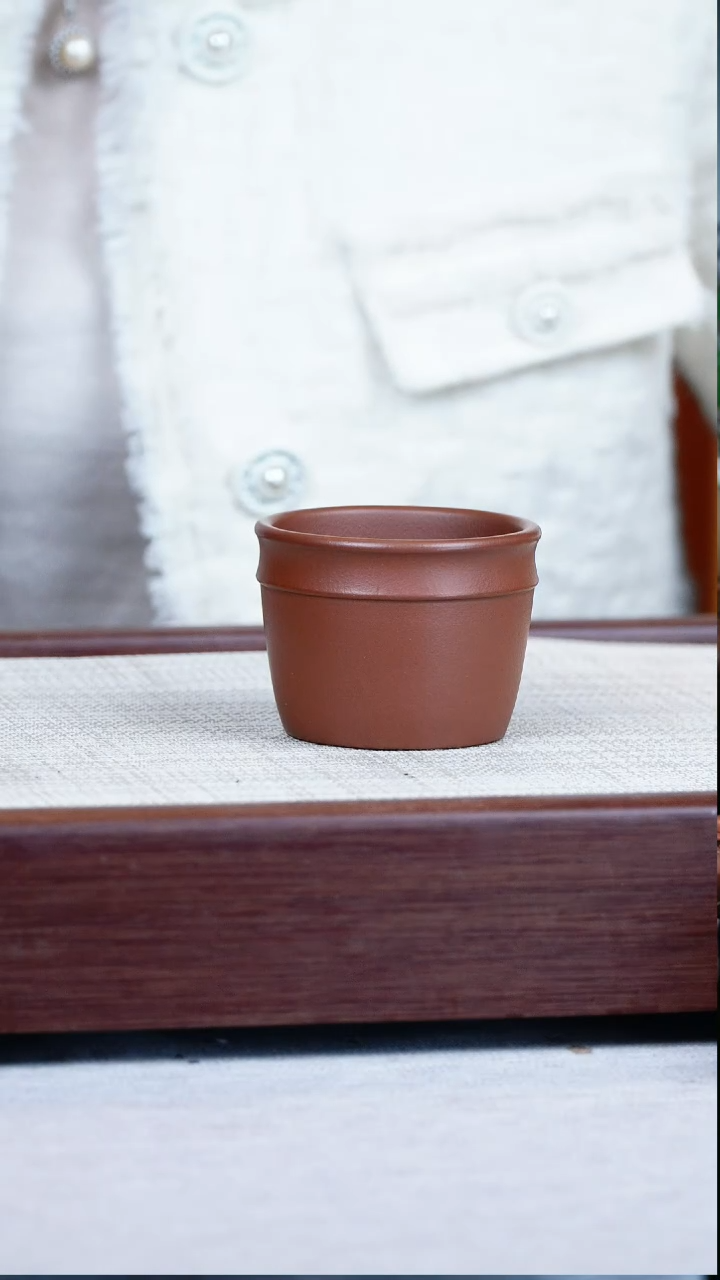 【闪购商品】紫砂茶壶紫泥竹节主人杯120cc