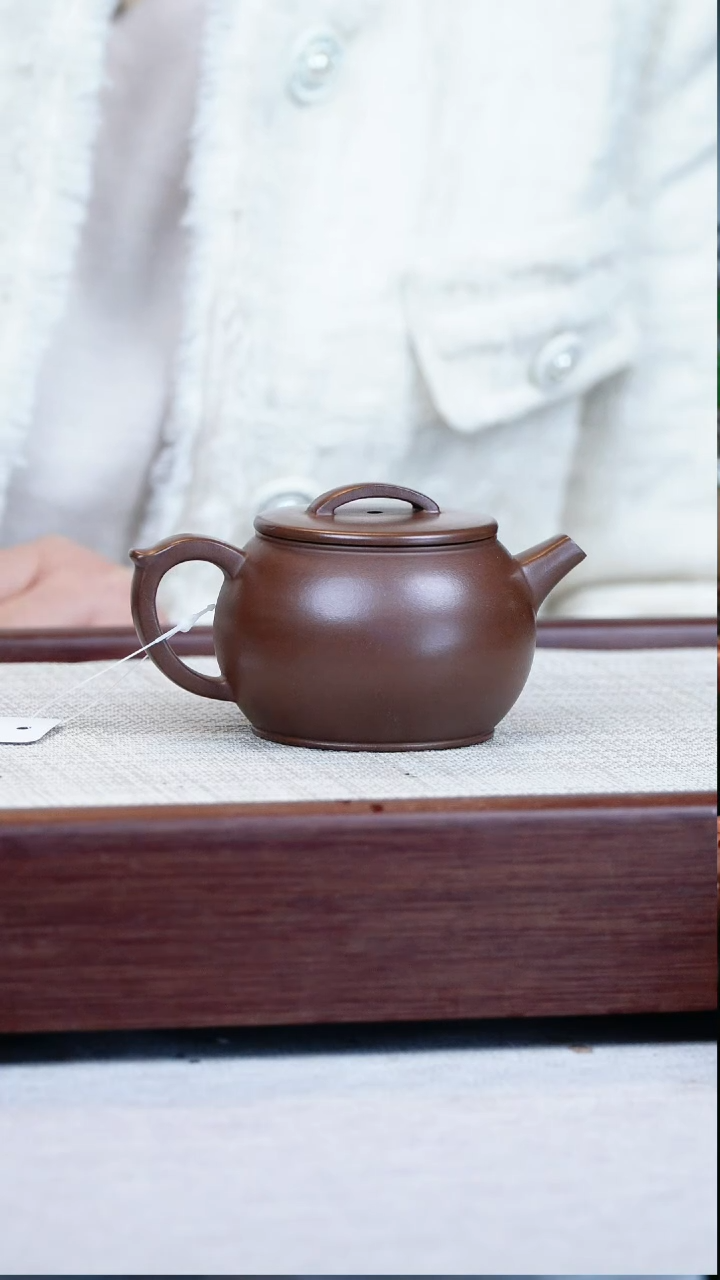 【闪购商品】紫砂茶壶文革紫泥-圆瓦-蒋建华160cc