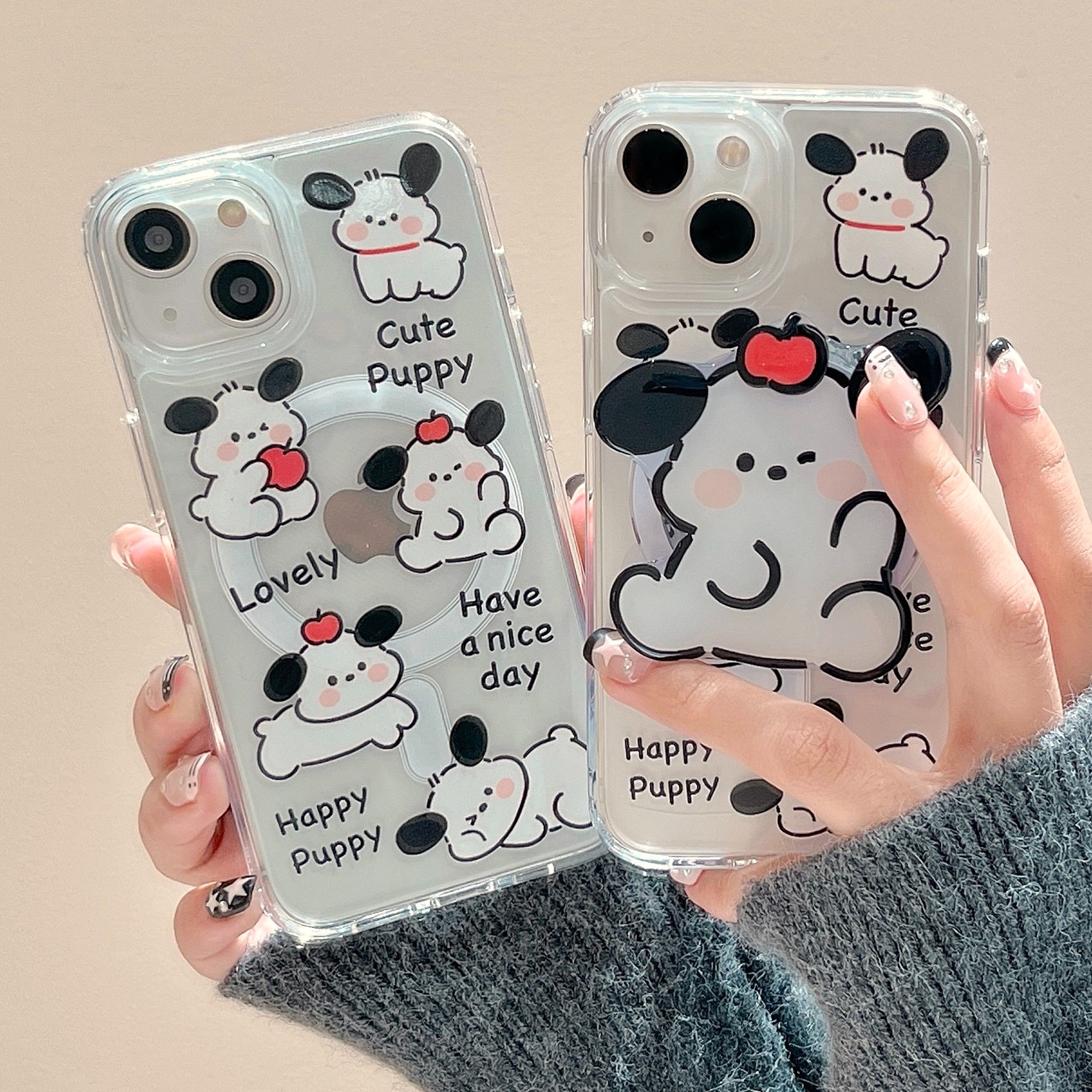 趣味苹果小狗磁吸支架适用iphone15ProMax手机壳苹果14新款13防摔