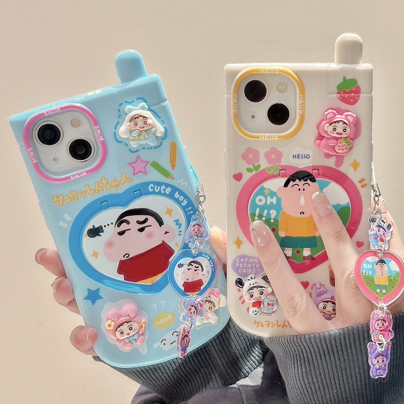 适用小新阿呆电话机iphone15promax手机壳翻盖镜子苹果13新款14女