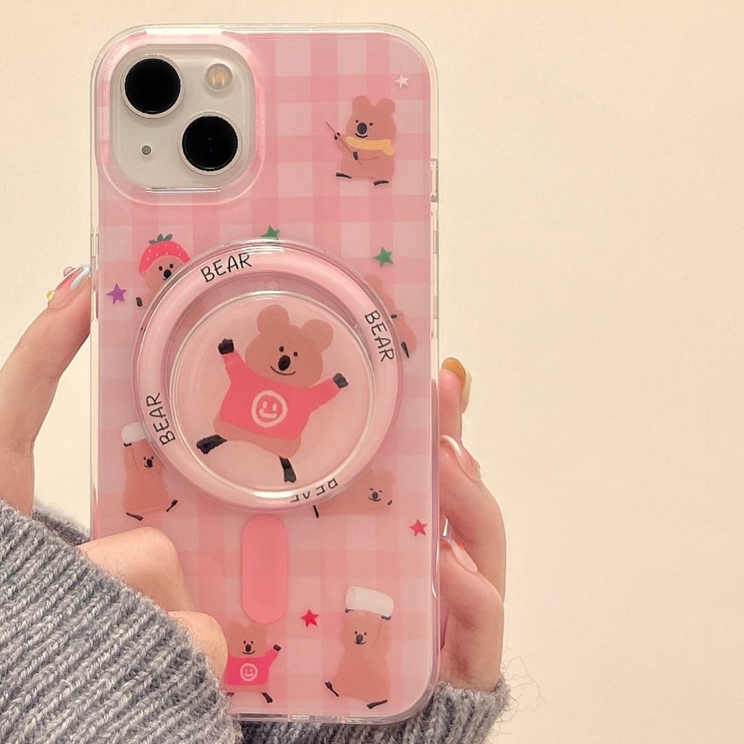 少女心可爱小水豚适用iphone15promax手机壳新款苹果14磁吸支架13