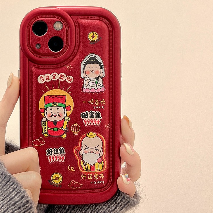 财神爷好运常伴适用iPhone15promax苹果14手机壳新款13硅胶女防摔