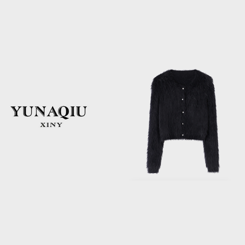 【白姐推荐】轻奢高级感外套毛绒上衣仿水貂毛开衫外套-6050