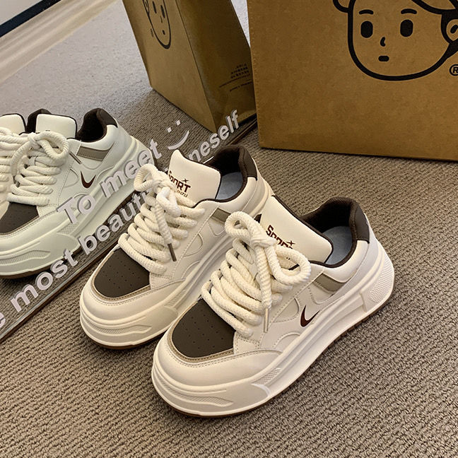 【2月20号发】厚底小白鞋女2023秋季新款百搭休闲增高运动面包板鞋