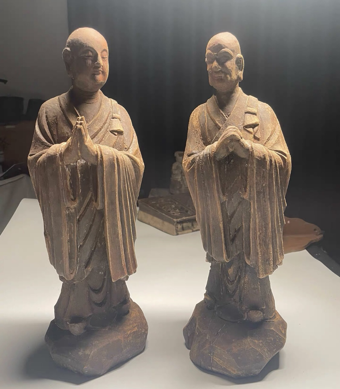 阿南与伽耶摆件古风茶室书房空间摆件老物件（高39直径12）纯手工